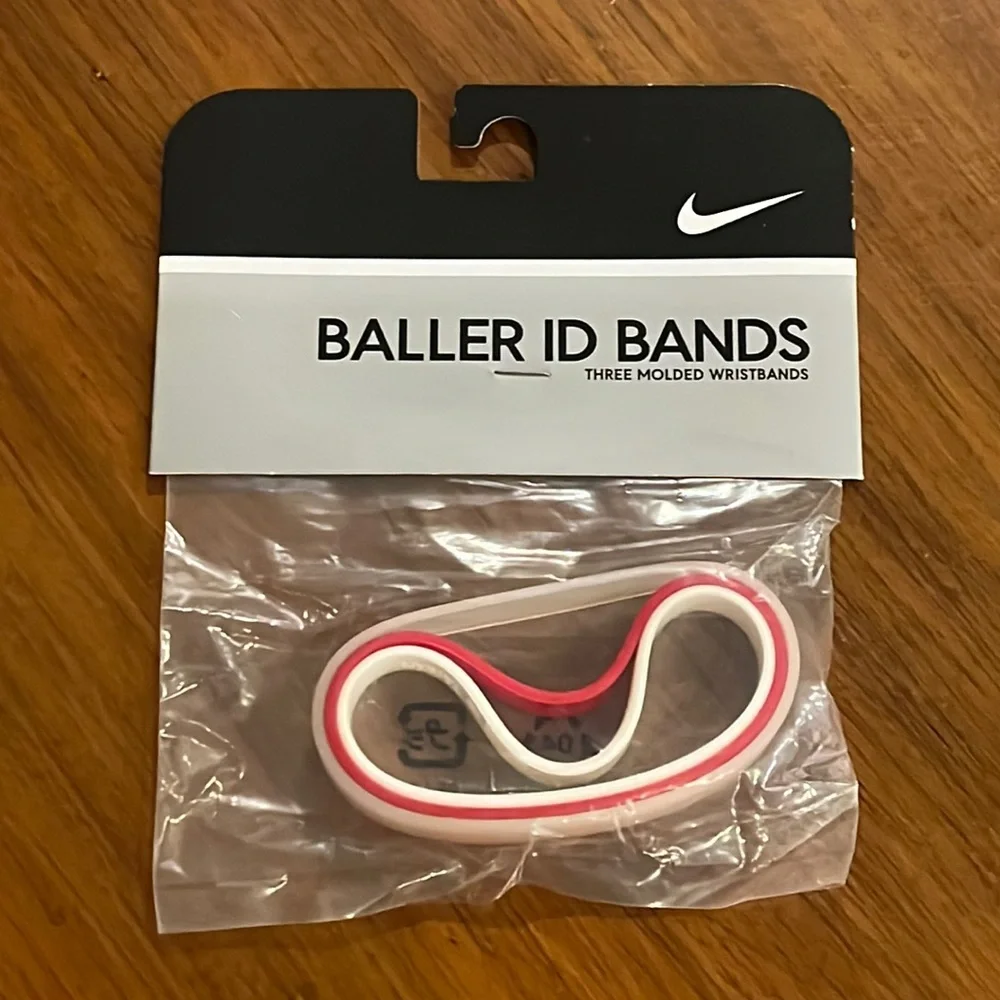 Nike Baller ID bands wristbands bracelets new vintage 2005 adult red white clear